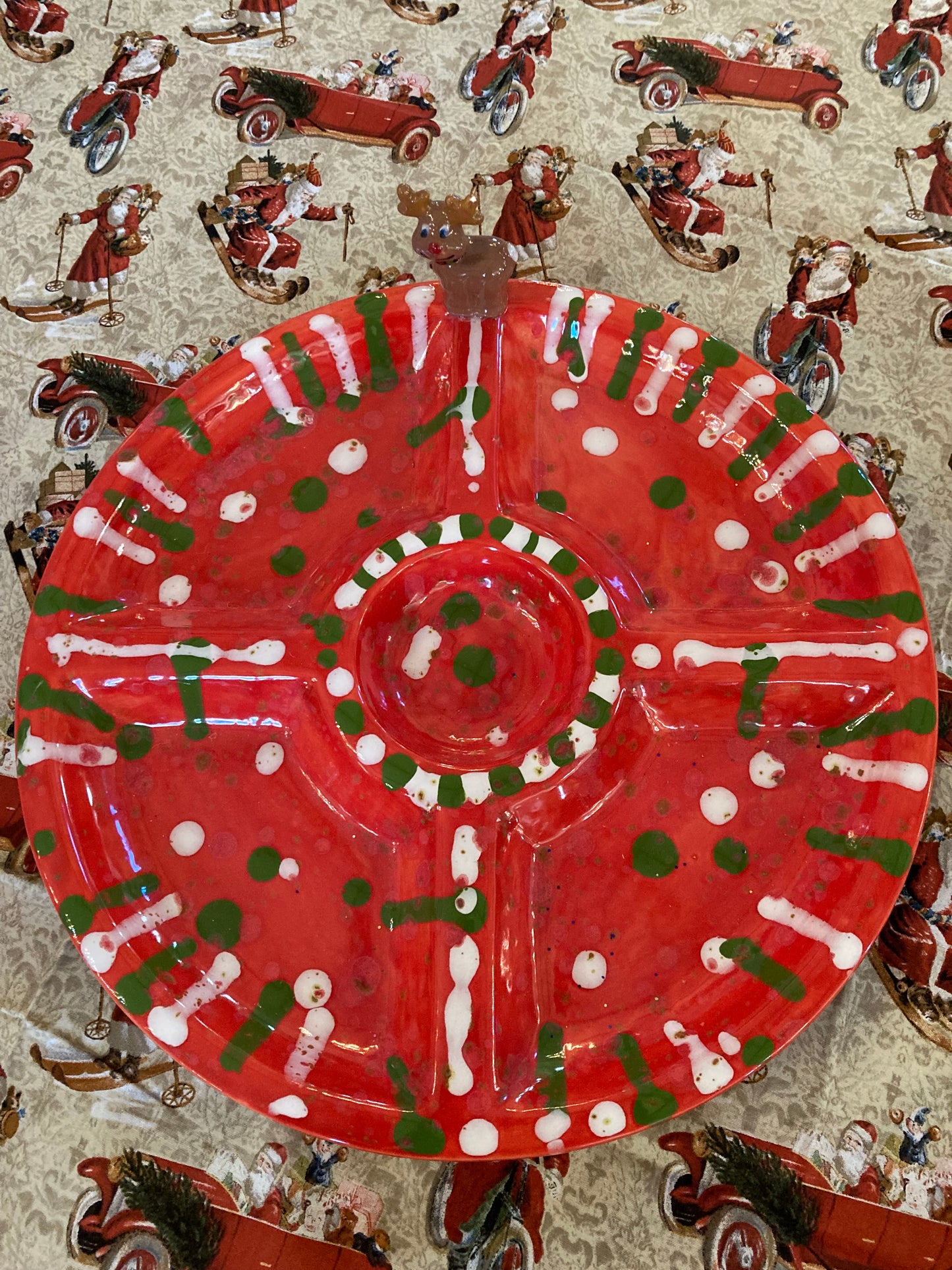 Christmas Salsa Tray With Reindeer Made by Annette