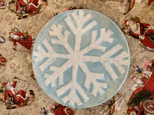 Light Blue Snowflake Plate Made by Jerald