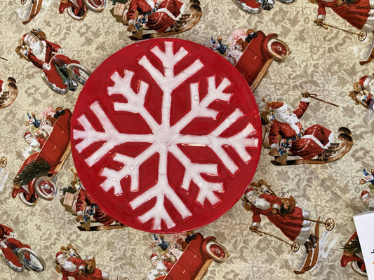 Red Snowflake Plate Made by Darlene