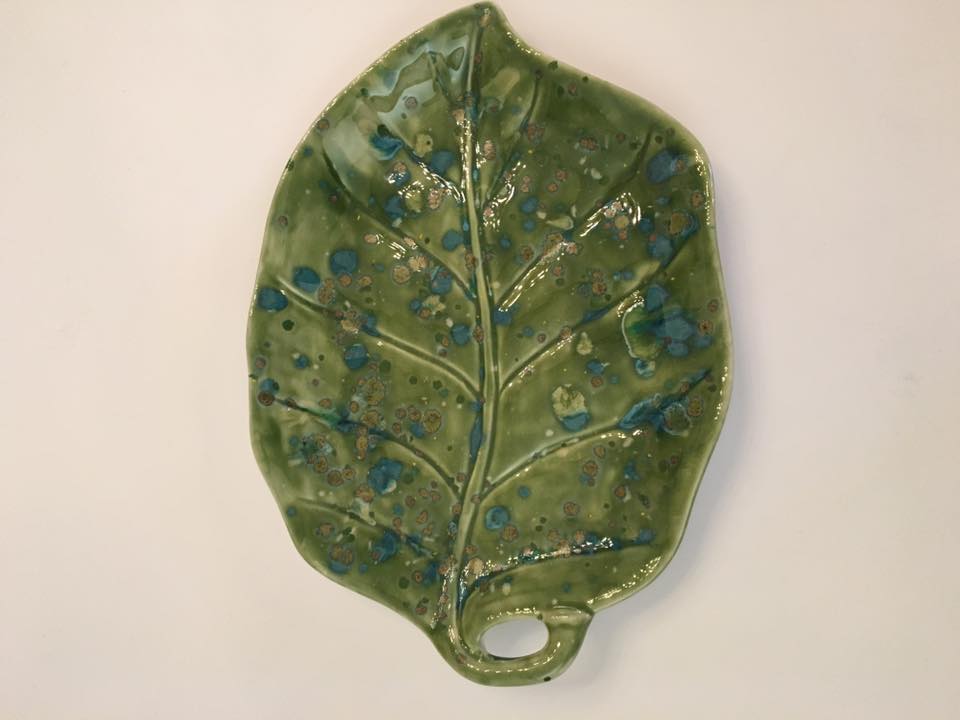 Ceramic Green Leaf Plate NWLA