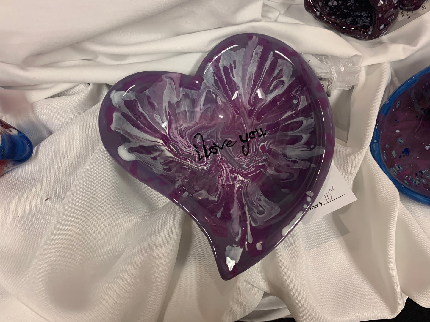 Painted Ceramic Purple I LOVE YOU Bowl NWLA
