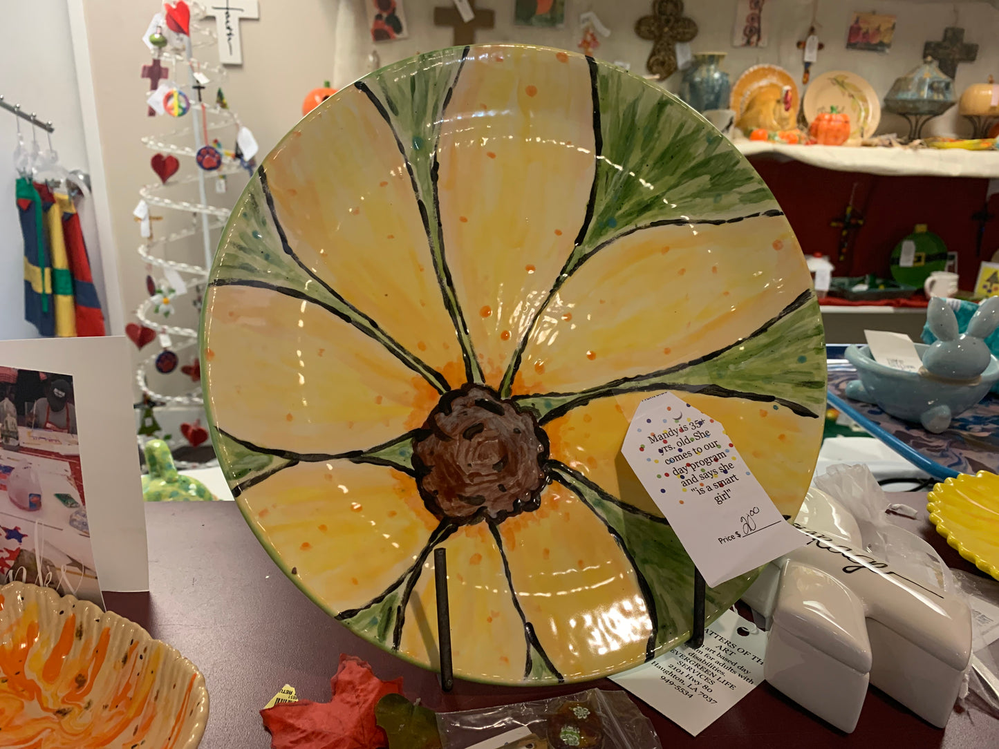 Painted Yellow Flower Plate NWLA