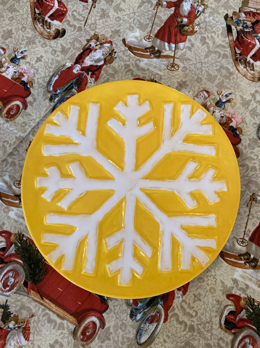 Yellow Snowflake Plate Made by Mandy